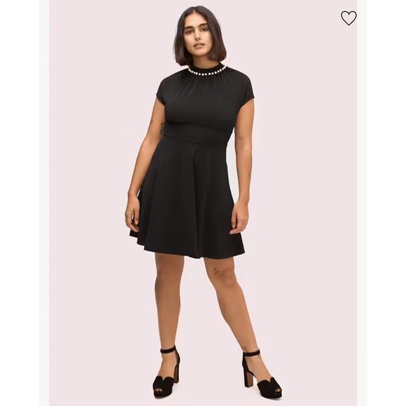 NWT Kate Spade New York Pearl Pave women's black fit and flare office dress Sz 4